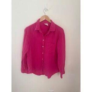 Gap The Big Shirt Hot Pink Cotton Double Gauze Button Down Long Sleeve Small